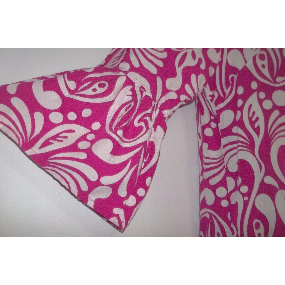 St. Barths Tunic Dress Size M.Pink White Paisley 100% Rayon La Mer Luxe - Picture 2 of 5